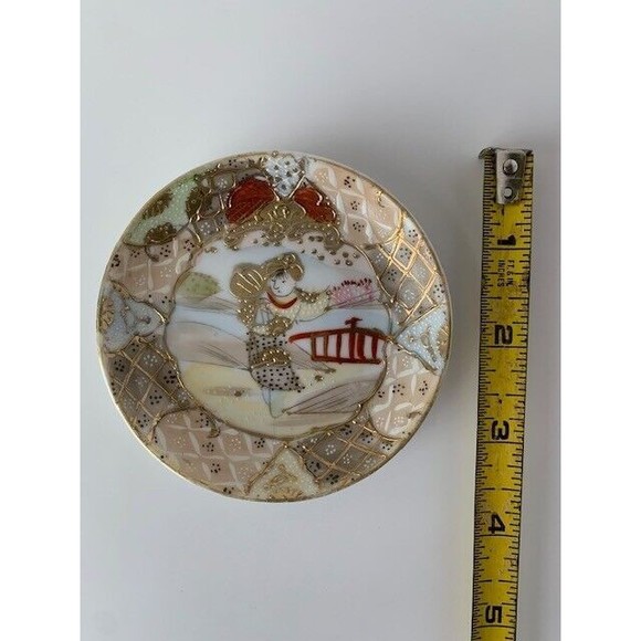 VTG Geisha Nippon Signed Hand Painted Japanese Porcelain Trinket Dish 3.5" - Picture 2 of 6